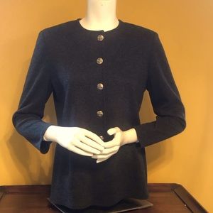 Vintage Caron Petite Dark Grey 3/4 Sleeve Top Size 6